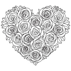 Hand drawn heart for adult anti stress. Coloring page with high details isolated on white background. Made by trace from sketch. Zentangle pattern for relax and meditation.