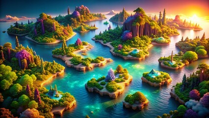 Fototapeta premium Surreal 3D Isometric Map of Bicol Region, Philippines: A Dreamlike Landscape