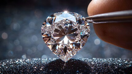 Fototapeta premium Exquisite diamond being carefully examined under magnification to evaluate its clarity brilliance and overall as a precious gemstone of exceptional value