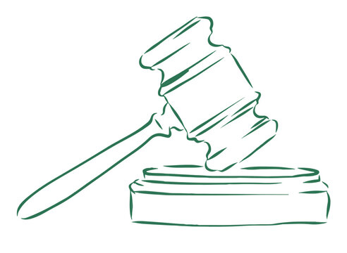 Hand-drawn Green Judge Hammer