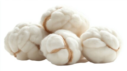 Soft Cotton Bolls Stacked Together on a Light Background