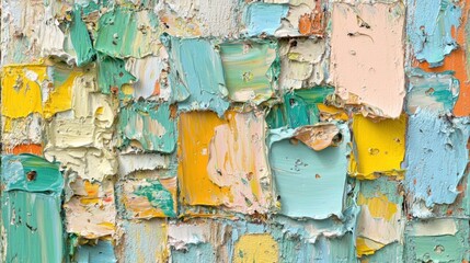 Colorful Abstract Texture with Thick Paint Layers on Canvas