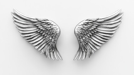Obraz premium Elegant and Detailed Illustration of Angel Wings on White Background
