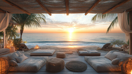 Beachfront Relaxation at Sunset: Tropical Paradise
