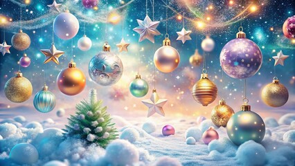 Surreal Christmas Background with White Space for Text - Festive Holiday Stock Photo