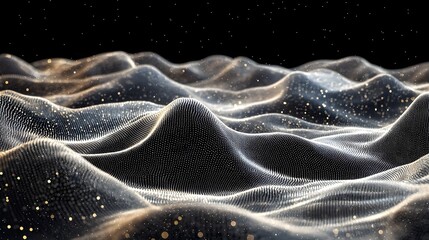 Mesmerizing Abstract Mesh Design Highlighting the Dynamic Flow of Big Data Visualization  Futuristic technology background with intricate digital patterns geometric shapes and particle effects