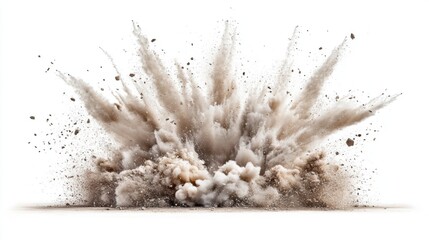 Explosive Dust Cloud Erupting From Ground With High Impact Force