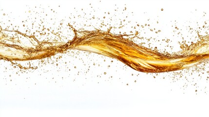 Vibrant Splash of Golden Liquid with Dynamic Motion and Droplets