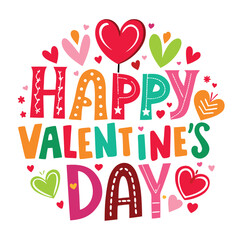 a unique 'Happy Valentine's Day' design with a blend of modern elegance and romantic charm. Incorporate a romantic heart element to enhance the festive feel.