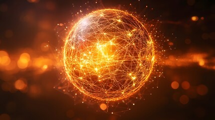 Obraz premium Glowing illuminated spherical visualization representing the intricate connections and data flows within a futuristic advanced digital network or cybersystem