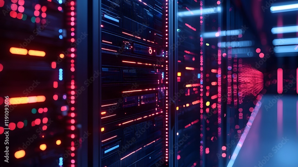 Poster stylized network background with glowing geometric shapes and patterns creating a visually striking 