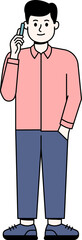 Illustration of Man Calling Using Phone