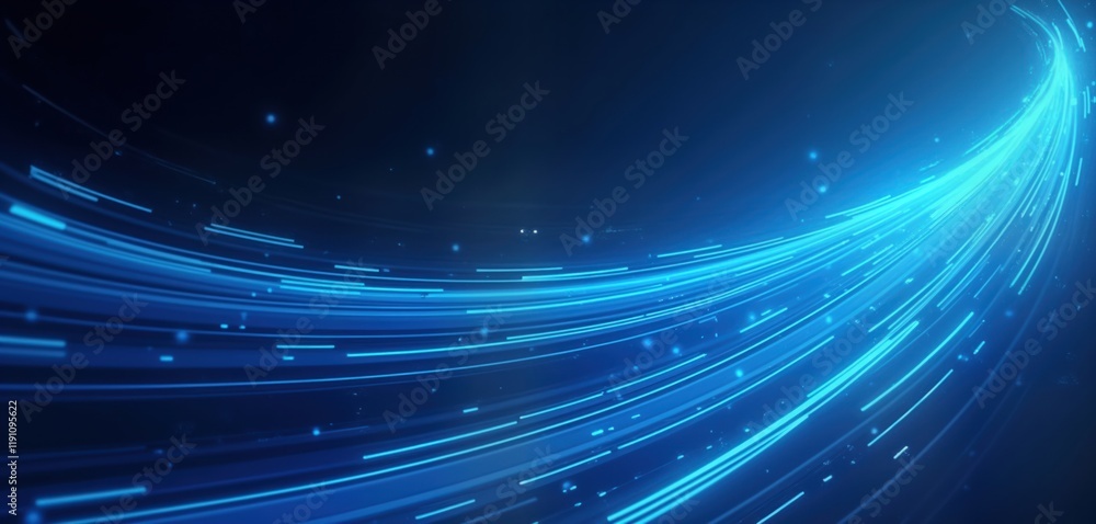 Poster dynamic abstract blue design with glowing curved lines. futuristic tech background with light effect