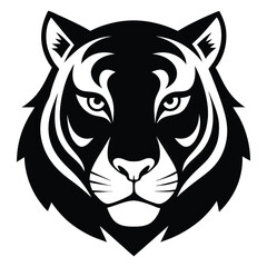 Bold Black and White Tiger Head Logo Design Vector Isolated on White Background