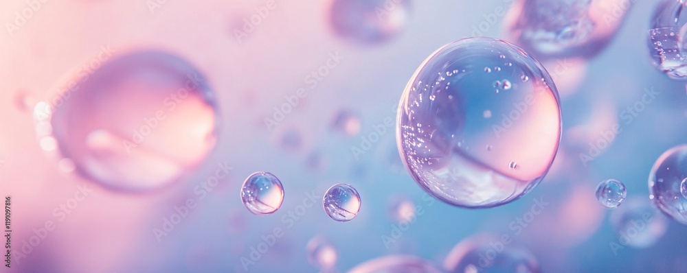 Leinwandbilder Transparent bubbles floating on pastel background creating abstract pattern