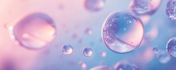 Transparent bubbles floating on pastel background creating abstract pattern