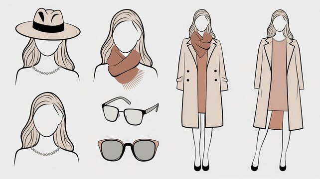 Fashion Illustration Featuring Womenswear Accessories and Outfits
