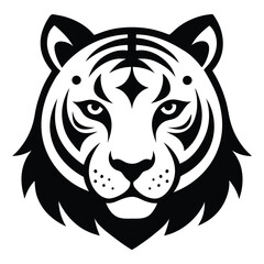 Bold Black and White Tiger Head Logo Design Vector Isolated on White Background