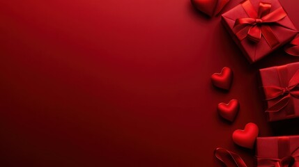 Red gifts, hearts, banner, Valentine's Day, background, romantic, love, celebration, website, design
