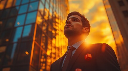 Ambition at Sunset: A Young Businessman's Aspirations