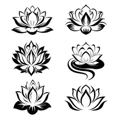 
lotus flower icons on white background