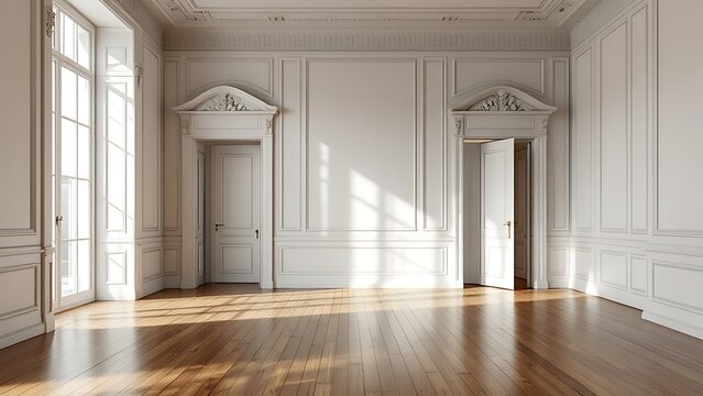 Detail of a blank wall inside a Parisian bourgeois building.