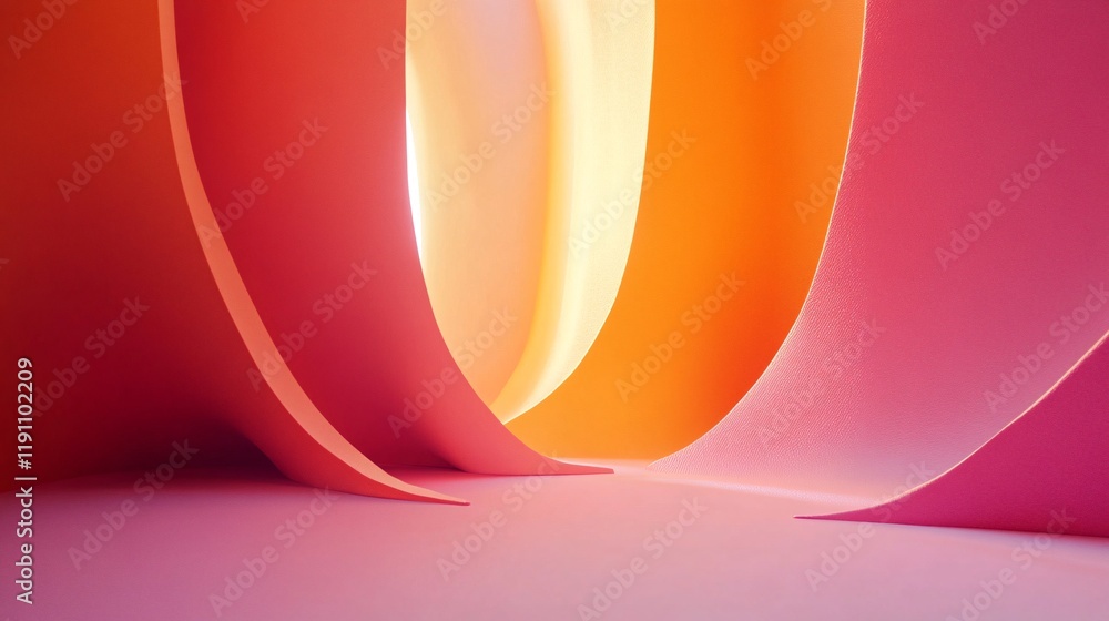 Poster abstract pink and orange architectural design creating a modern and minimalist space