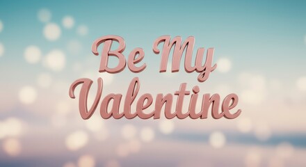 Valentine's Day Message: A charming greeting, "Be My Valentine," written in a soft, romantic script, floats against a blurred background of soft colors and shimmering bokeh.