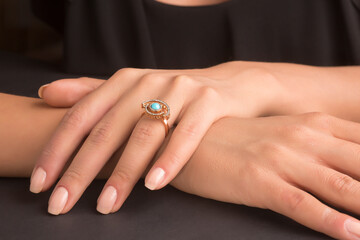 Fancy desing ring on lady  finger