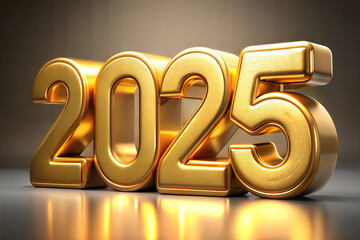 3D 2025 with golden color
