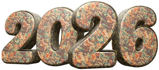 2026 com fundo transparente - Textura Tecido Estampado