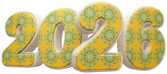 2026 com fundo transparente - Textura Tecido Amarelo