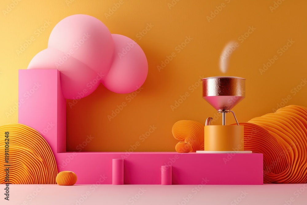 Poster coffee roasting trends concept. abstract composition with colorful shapes and whimsical design eleme