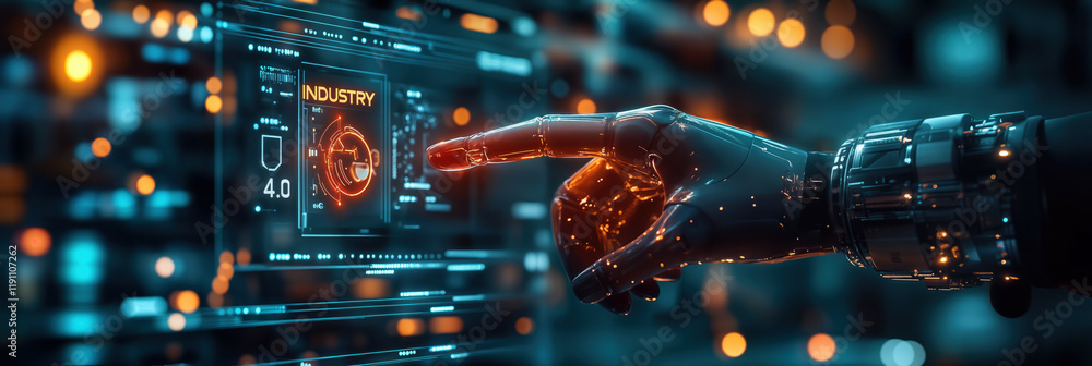 Aufkleber manager interacting with industry 4.0 ai automation in smart factory environment