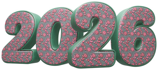 2026 com fundo transparente - Textura Tecido Floral