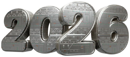 2026 com fundo transparente - Textura Metal Rob&ocirc;
