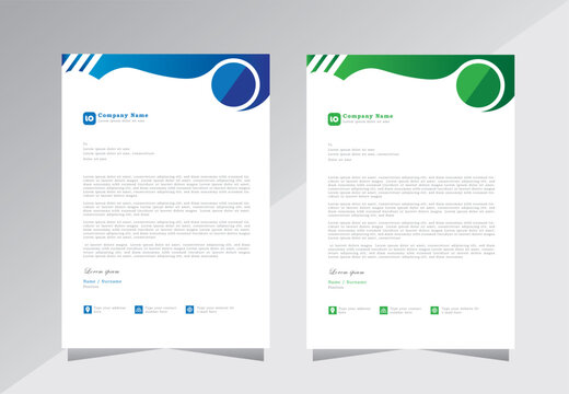 Corporate letterhead template design with green and blue colour, Professional modern letterheads templates design in A4 size for your business and project, Vector Eps 10