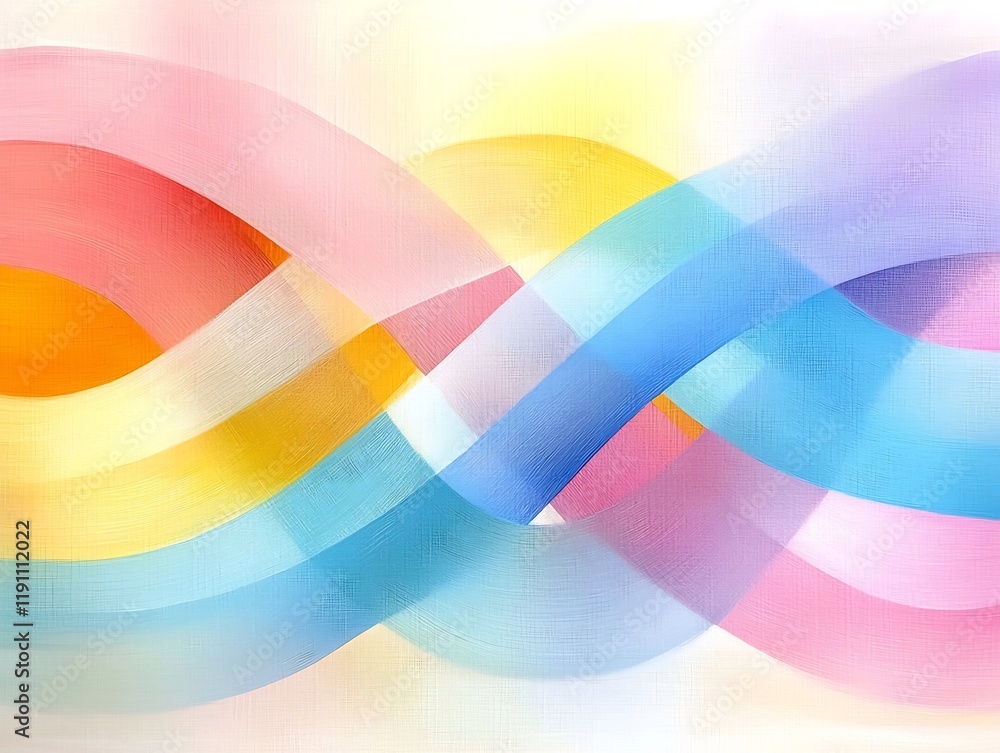 Poster delicate abstract art with intertwining curved lines in a tranquil color scheme featuring ethereal b