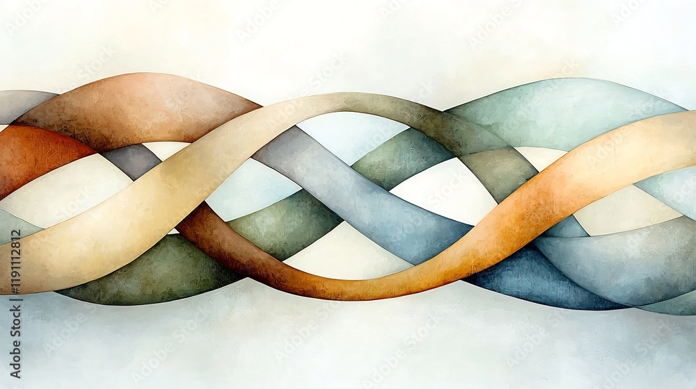 Aufkleber graceful abstract artwork featuring intertwining curved lines in a harmonious color palette ethereal