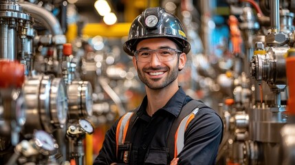 Smiling Industrial Worker in a Modern Facility
