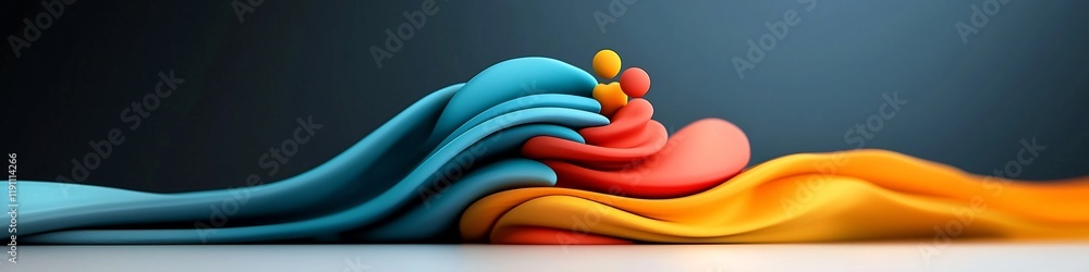 Poster visually striking abstract design featuring a fluid dynamic spectrum of vibrant colors and organic s