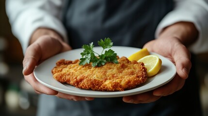 Golden-brown breaded pork schnitzel (kotlet schabowy) 