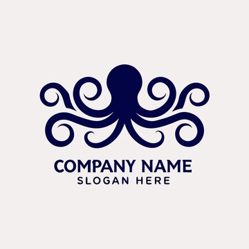 Navy blue octopus logo design