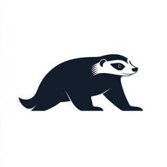 Obraz premium Walking badger silhouette, isolated white background, nature graphic, logo design