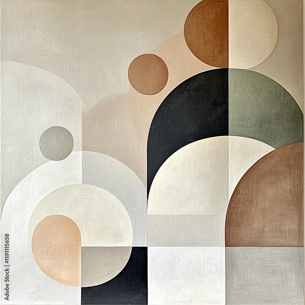 Poster calming abstract composition featuring a harmonious arrangement of gentle curved shapes in a serene 