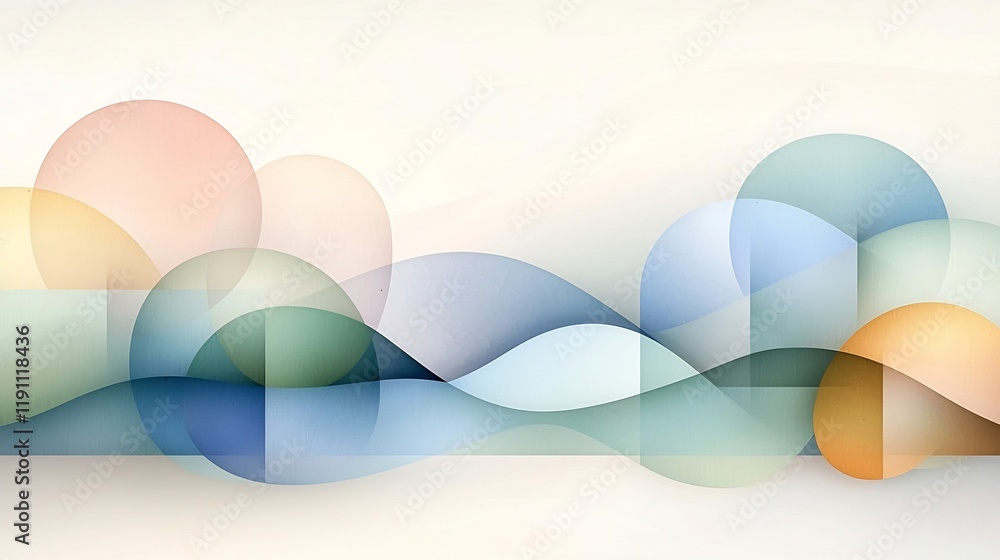 Poster soft dreamy abstract background with interweaving rounded elements delicate lines and a soothing col