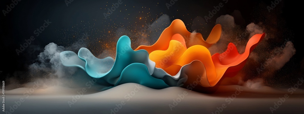 Poster captivating digital art rendering that visually captures the essence of frequency modulation a key p