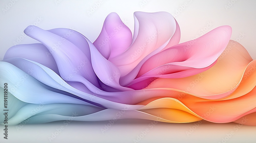 Aufkleber Calming ethereal abstract image featuring a delicate arrangement of flowing curved shapes in soft pastel hues with gentle swirling textures creating a dreamlike impressionistic