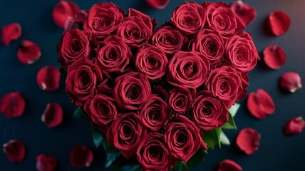 beautiful bouquet of roses in the shape of a heart