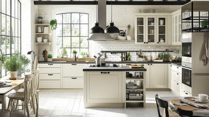 Modern Bright Kitchen with Natural Light and Elegant Design